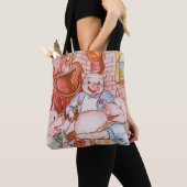 Tote Bag Loup de Cuisine de trois petits cochons, conte Vin (De près)