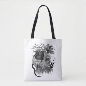 Tote Bag Loup et corbeau avec crâne (Devant)