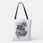 Tote Bag Loup et corbeau avec crâne (Dos)