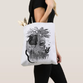 Tote Bag Loup et corbeau avec crâne (De près)