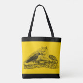 Tote Bag Loup et corbeau - Design noir et jaune (Dos)