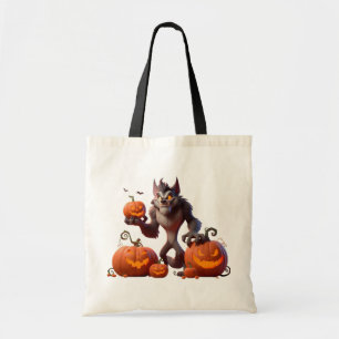 Tote Bag Loup-garou d'Halloween et citrouilles