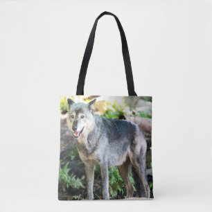 Tote Bag Loup gris debout seul