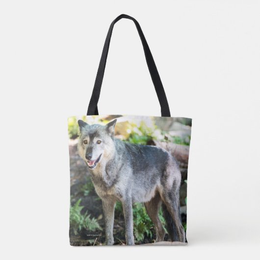 Tote Bag Loup gris debout seul (Dos)