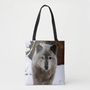 Tote Bag Loup gris en neige