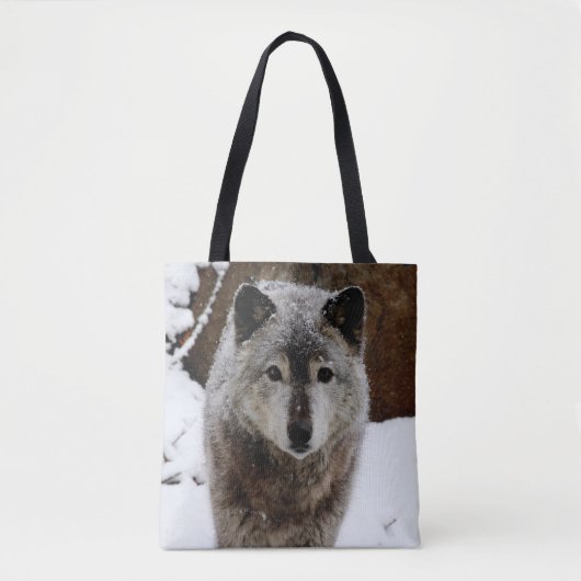 Tote Bag Loup gris en neige (Devant)