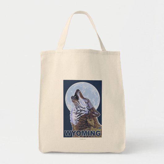 Tote Bag Loup gris HowlingWyoming (Devant)