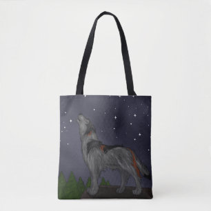 Tote Bag Loup hurlant (gris)