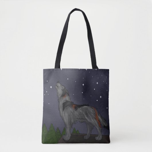 Tote Bag Loup hurlant (gris) (Devant)
