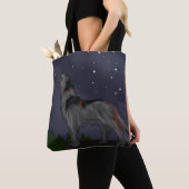 Tote Bag Loup hurlant (gris) (De près)