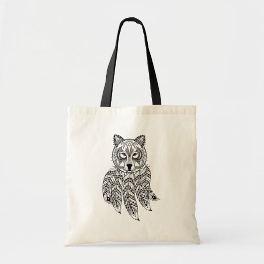 Tote Bag Loup inspiré avec Dreamcatcher (Devant)