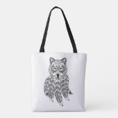 Tote Bag Loup inspiré avec Dreamcatcher 2 (Dos)