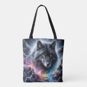 Tote Bag Loup noir avec éclair (Dos)