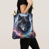Tote Bag Loup noir avec éclair (De près)