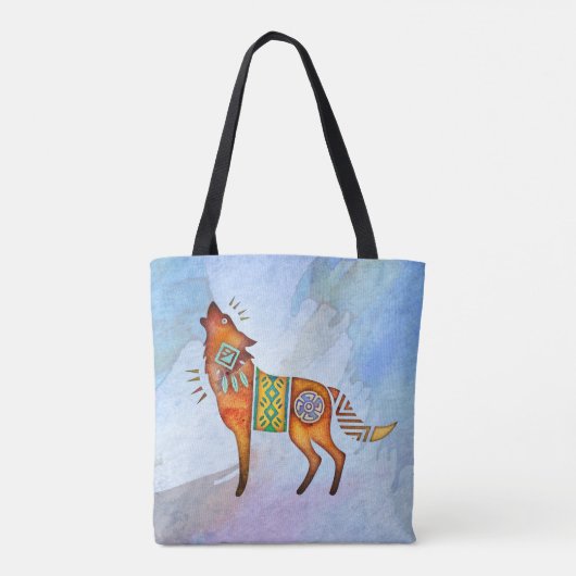 Tote Bag Loup peint Fourre-tout (Dos)