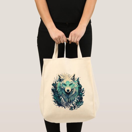 Tote Bag Loup sauvage céleste lunaire (Devant (produit))