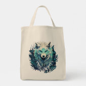 Tote Bag Loup sauvage céleste lunaire (Dos)