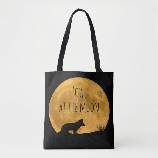 Tote Bag Loup Silhouetté Dans La Lune Lumineuse (Devant)