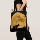 Tote Bag Loup Silhouetté Dans La Lune Lumineuse (De près)