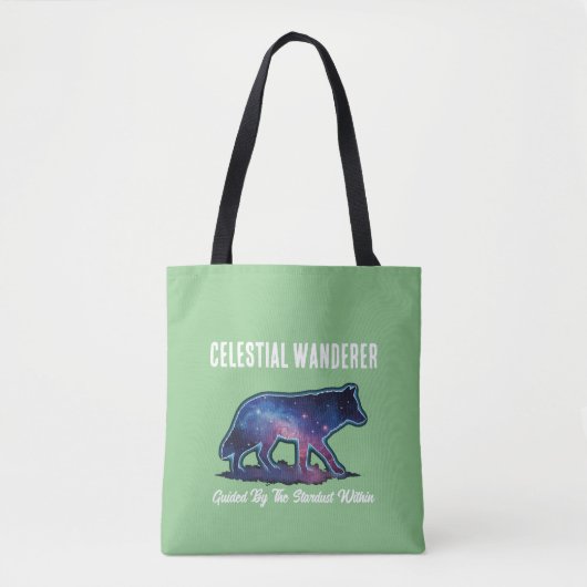 Tote Bag Loup solitaire silhouette de galaxie (Devant)