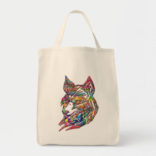 Tote Bag Loup tribal abstrait