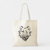 Tote Bag Loup tribal noir et blanc (Dos)