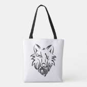 Tote Bag Loup tribal noir et blanc (Dos)