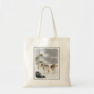 Tote Bag Loups en peinture sur neige - Art original de la f