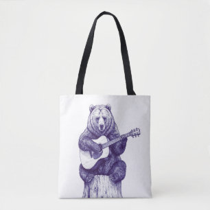 Tote Bag L'ours de musique sur le journal : une impression