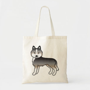 Tote Bag Louveteau gris clair Husky sibérien Chien de dessi