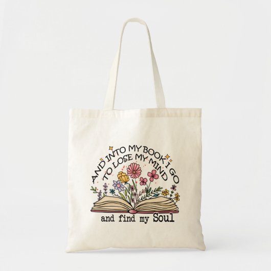 Tote Bag Louveur de livres floraux (Devant)