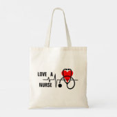 Tote Bag Love a Nurse Heart Stethoscope Design (Dos)