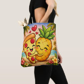 Tote Bag Love at First Slice - Pizza Meets Pineapple (De près)
