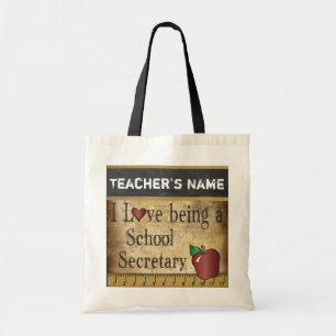 Tote Bag Love Being a School Secretary DIY Name