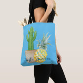 Tote Bag Love Blue Pineapple and Cactus (De près)