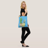 Tote Bag Love Blue Pineapple and Cactus (Sur le modèle)