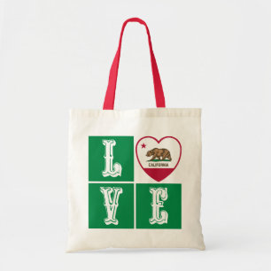 Tote Bag Love California Republic State Drapeau Heart Pride