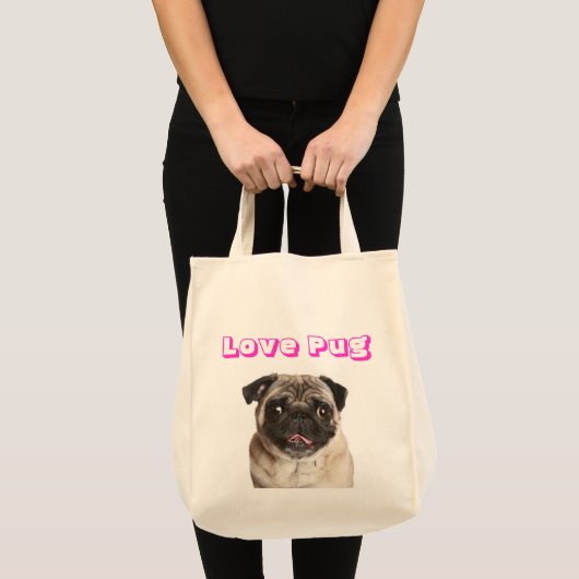 Tote Bag Love Carlin Puppy Dog Canvas Grocery (Devant (produit))