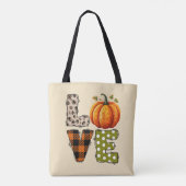 Tote Bag LOVE - Citrouille mignon et lettres de points Polk (Dos)