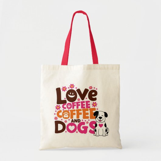 Tote Bag Love Coffe and Dogs (Devant)