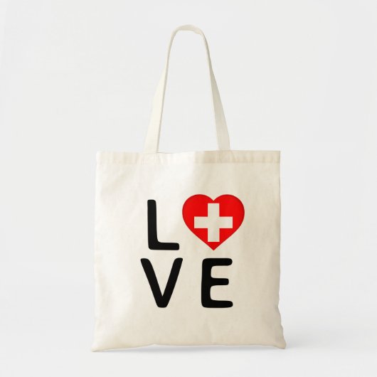 Tote Bag Love - Drapeau Suisse (Devant)