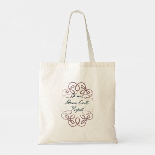 Tote Bag Love, Dream, Create, Repeat, Folk design (Dos)