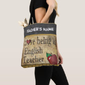 Tote Bag Love Être un enseignant anglais | Nom do-it-yourse (De près)