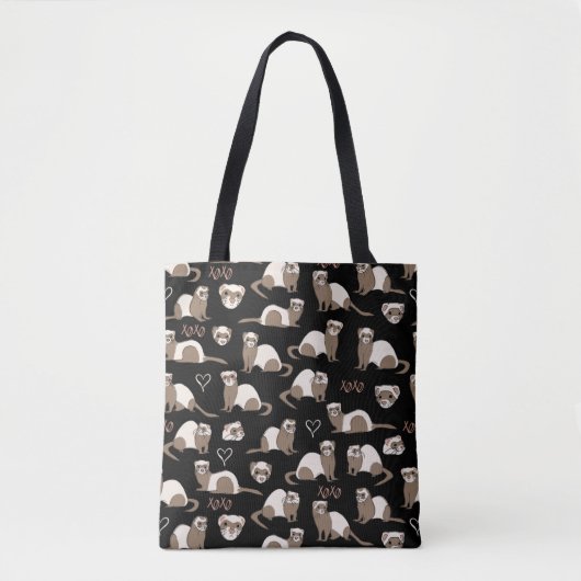 Tote Bag Love Ferrets - Noir (Devant)