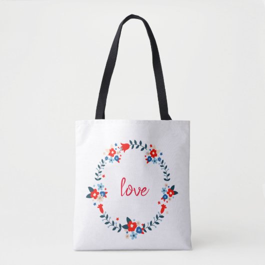 Tote Bag Love Floral Wreath (Devant)