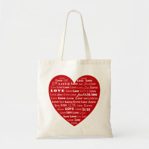 Tote Bag Love Heart Word