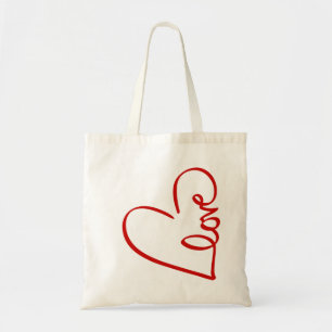 Tote Bag Love Heart Word Art Red Valentine's