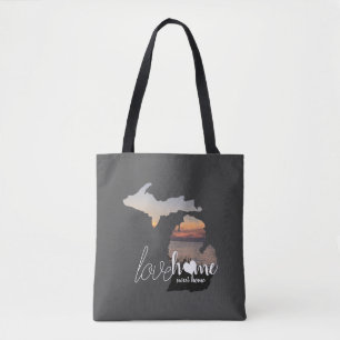 Tote Bag Love Michigan Home Sweet Home