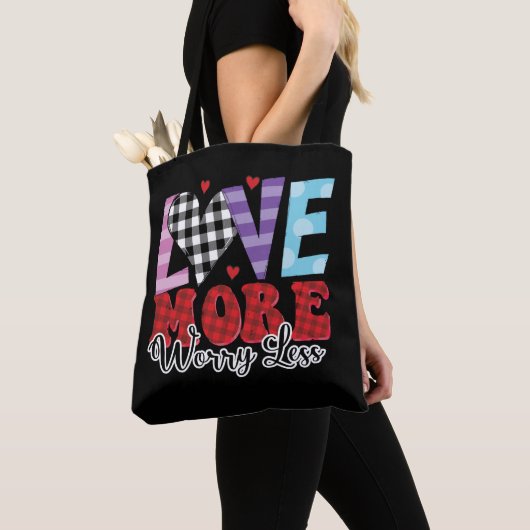 Tote Bag Love More Worry Less, Saint Valentin (De près)