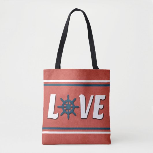 Tote Bag Love nautique design (Devant)
